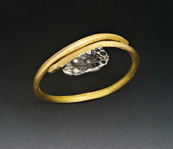 Gold & silver textured ring